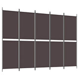 5-Panel Room Divider Brown 250x180 cm Fabric