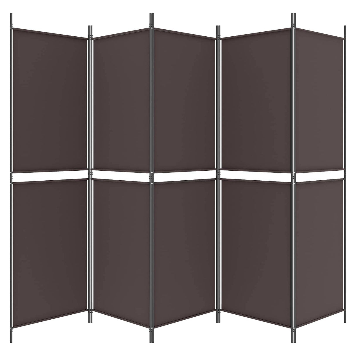 5-Panel Room Divider Brown 250x180 cm Fabric