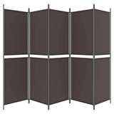 5-Panel Room Divider Brown 250x180 cm Fabric - Side View