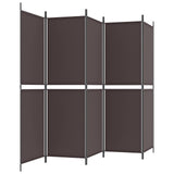 5-Panel Room Divider Brown 250x180 cm Fabric - Top-Down View