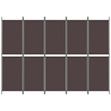 5-Panel Room Divider Brown 250x180 cm Fabric