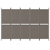 5-Panel Room Divider Anthracite 250x180 cm Fabric - Side View