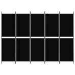 5-Panel Room Divider Black 250x180 cm Fabric