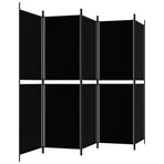 5-Panel Room Divider Black 250x180 cm Fabric
