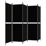 5-Panel Room Divider Black 250x180 cm Fabric - 45-Degree Angle