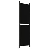 5-Panel Room Divider Black 250x180 cm Fabric - Rear View