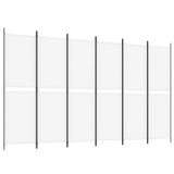6-Panel Room Divider White 300x180 cm Fabric - Front View