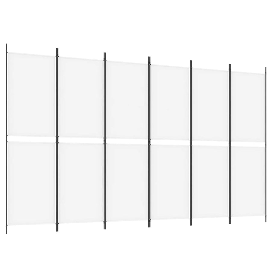 6-Panel Room Divider White 300x180 cm Fabric