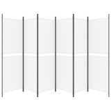 6-Panel Room Divider White 300x180 cm Fabric
