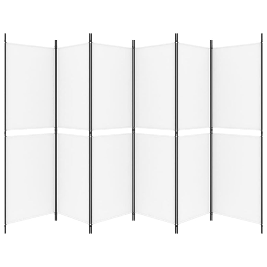 6-Panel Room Divider White 300x180 cm Fabric