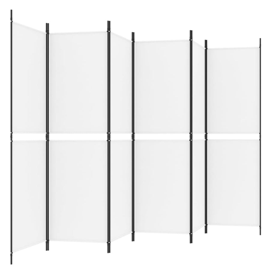 6-Panel Room Divider White 300x180 cm Fabric