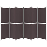 6-Panel Room Divider Brown 300x180 cm Fabric
