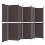 6-Panel Room Divider Brown 300x180 cm Fabric - Top-Down View