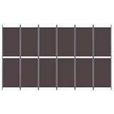 6-Panel Room Divider Brown 300x180 cm Fabric - Rear View