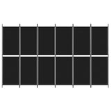 6-Panel Room Divider Black 300x180 cm Fabric