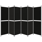 6-Panel Room Divider Black 300x180 cm Fabric
