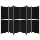 6-Panel Room Divider Black 300x180 cm Fabric - Top-Down View