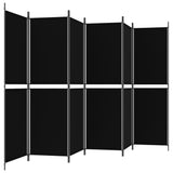 6-Panel Room Divider Black 300x180 cm Fabric - 45-Degree Angle