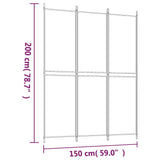 3-Panel Room Divider White 150x200 cm Fabric
