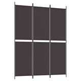 3-Panel Room Divider Brown 150x200 cm Fabric - Front View
