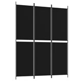 3-Panel Room Divider Black 150x200 cm Fabric - Front View