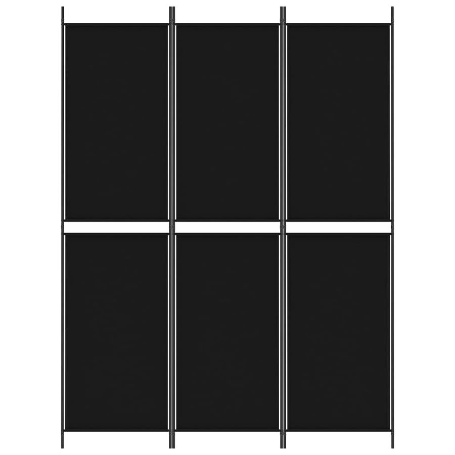 3-Panel Room Divider Black 150x200 cm Fabric