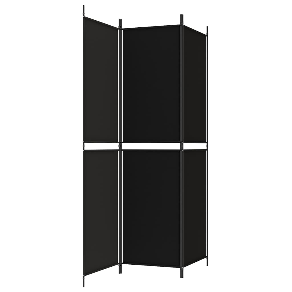 3-Panel Room Divider Black 150x200 cm Fabric