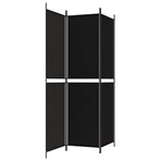 3-Panel Room Divider Black 150x200 cm Fabric