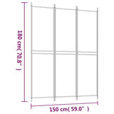 3-Panel Room Divider Black 150x200 cm Fabric