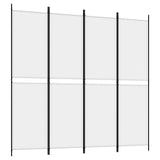 4-Panel Room Divider White 200x200 cm Fabric - Front View