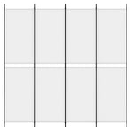 4-Panel Room Divider White 200x200 cm Fabric