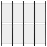 4-Panel Room Divider White 200x200 cm Fabric - Side View