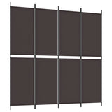 4-Panel Room Divider Brown 200x200 cm Fabric - Front View