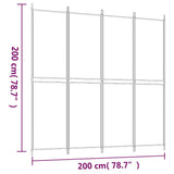 4-Panel Room Divider Brown 200x200 cm Fabric