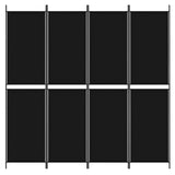 4-Panel Room Divider Black 200x200 cm Fabric