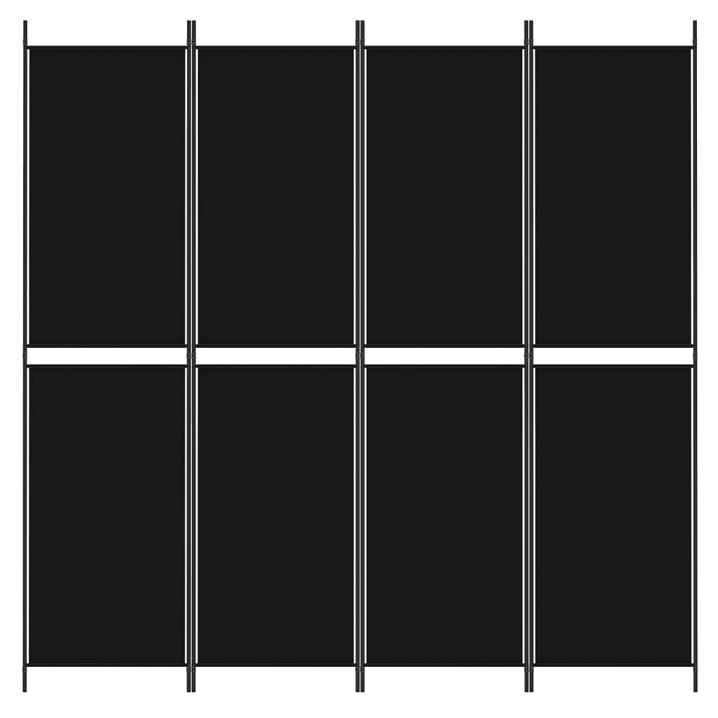 4-Panel Room Divider Black 200x200 cm Fabric