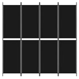 4-Panel Room Divider Black 200x200 cm Fabric - Side View