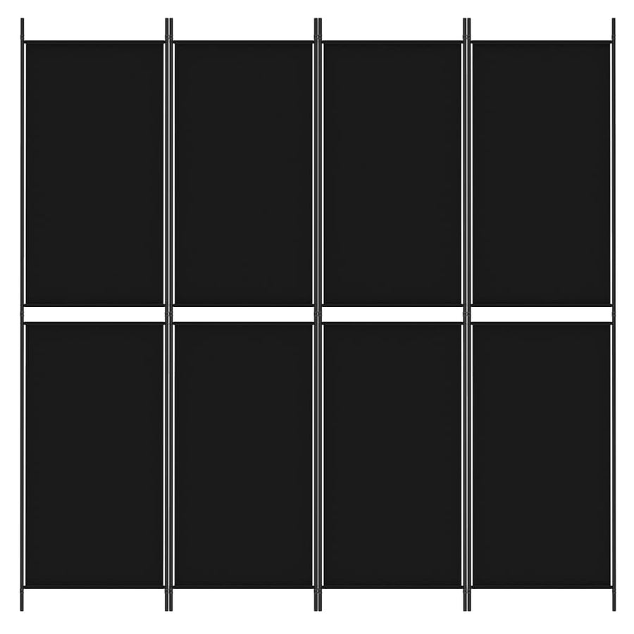 4-Panel Room Divider Black 200x200 cm Fabric
