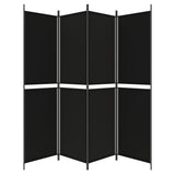 4-Panel Room Divider Black 200x200 cm Fabric