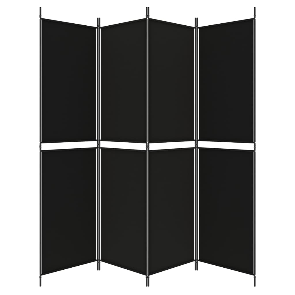 4-Panel Room Divider Black 200x200 cm Fabric