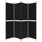 4-Panel Room Divider Black 200x200 cm Fabric