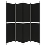 4-Panel Room Divider Black 200x200 cm Fabric - Top-Down View