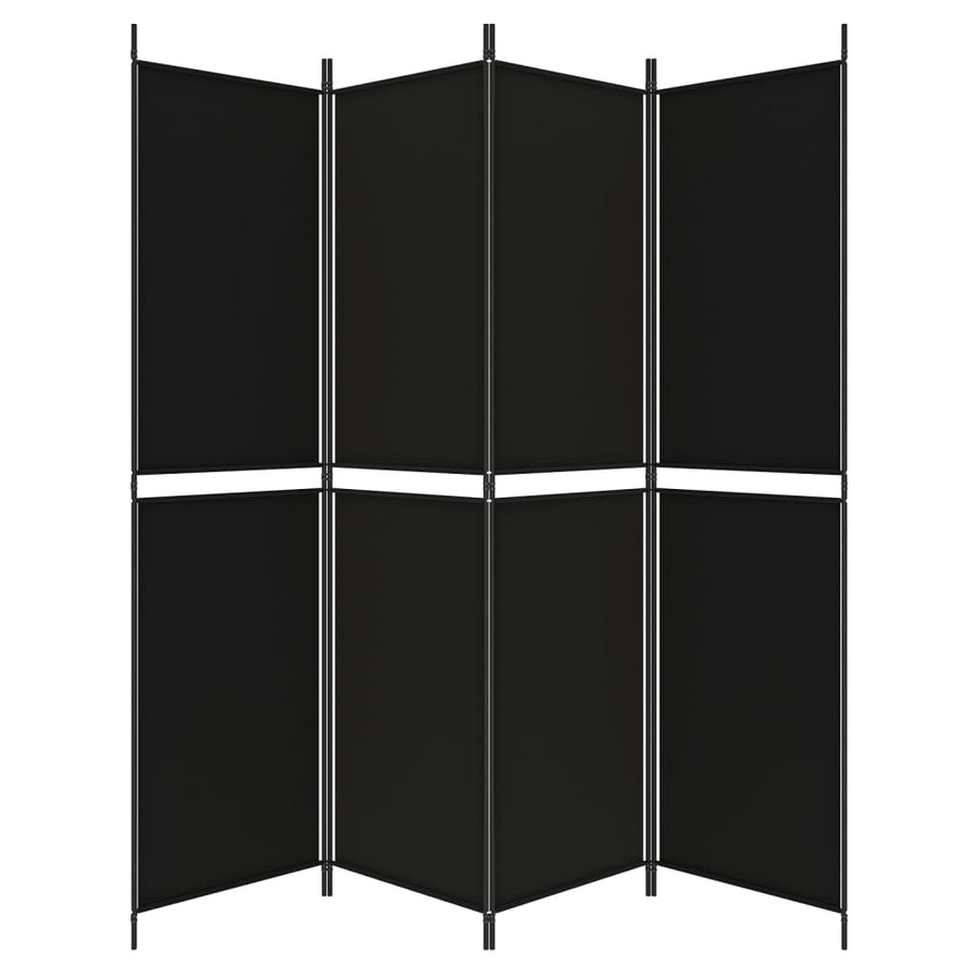 4-Panel Room Divider Black 200x200 cm Fabric