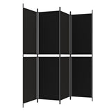 4-Panel Room Divider Black 200x200 cm Fabric