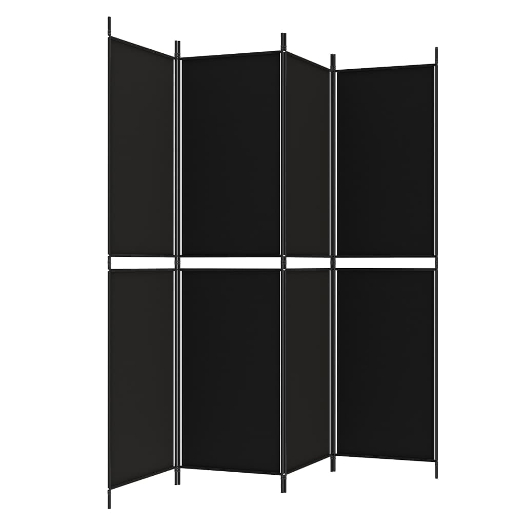 4-Panel Room Divider Black 200x200 cm Fabric