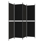 4-Panel Room Divider Black 200x200 cm Fabric
