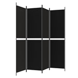 4-Panel Room Divider Black 200x200 cm Fabric - 45-Degree Angle