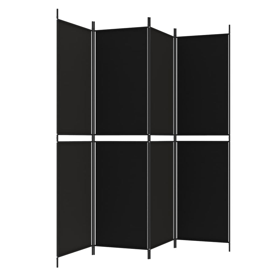 4-Panel Room Divider Black 200x200 cm Fabric
