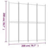 4-Panel Room Divider Black 200x200 cm Fabric