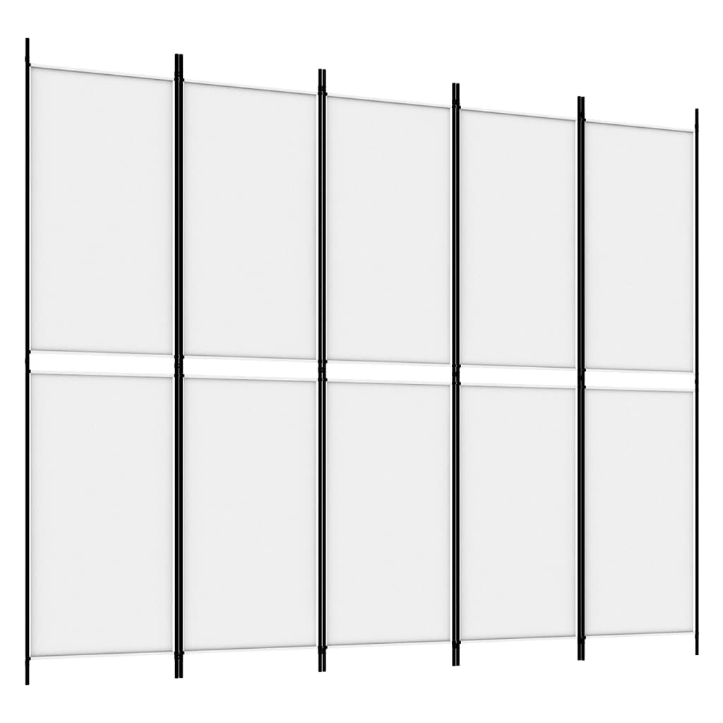 5-Panel Room Divider White 250x200 cm Fabric